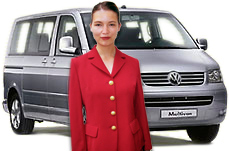 A Volkswagen Multivan, one of the luxurious, chauffeur-driven vehicules that take you around the French countryside to see the sights